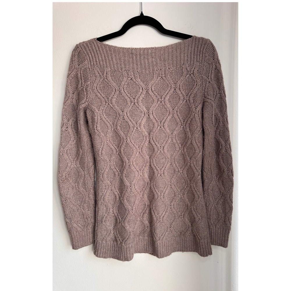 LOFT Textured Cable Knit Boat Neck Sweater XS Wool Blend - Picture 3 of 5